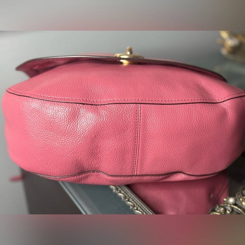Coach Pink Leather Shoulder Bag with Gold Accents - Picture 13 of 16